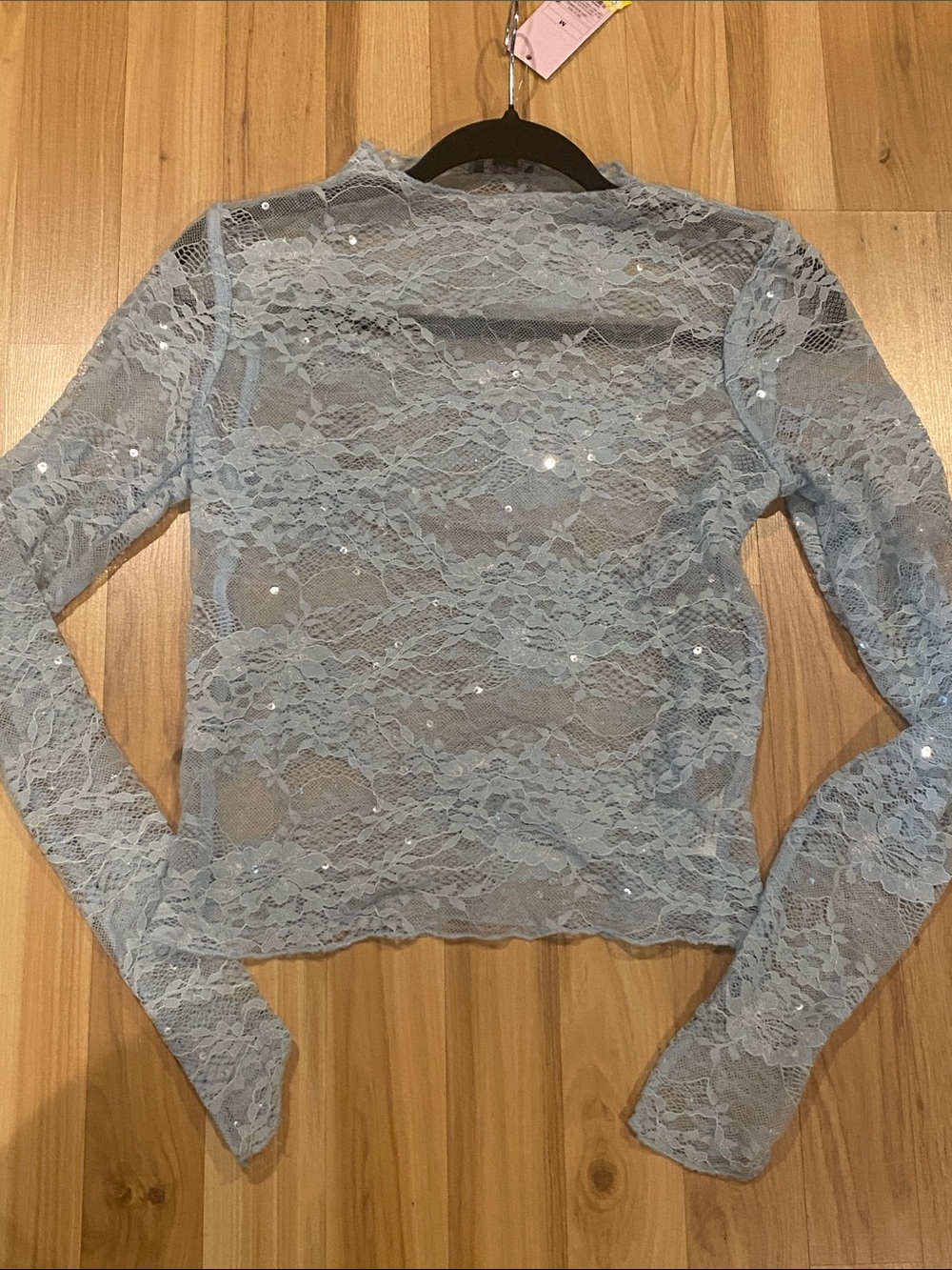 Light Blue Lace Long-Sleeve Top - NWT M